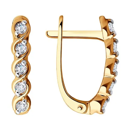 Cercei din aur roșu cu Cubic Zirconia Incolor