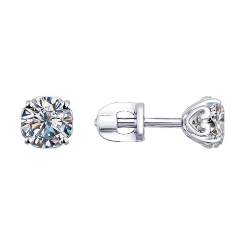 Серьги пусеты из серебра с камнями Swarovski