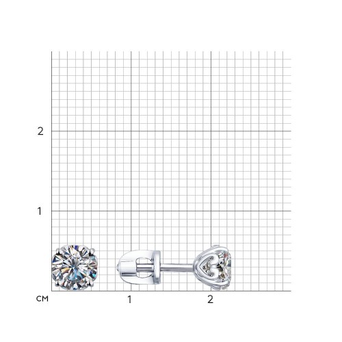 Серьги пусеты из серебра с камнями Swarovski