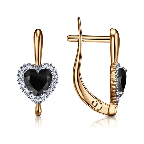 Cercei din aur roșu cu Cubic Zirconia Incolor, Cubic Zirconia Negru