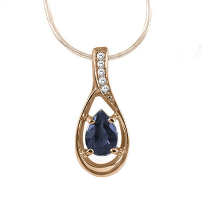 Colier din aur roșu cu pietre Diamant, Safir