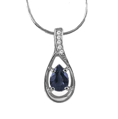 Pandantiv din aur alb cu Diamant, Safir