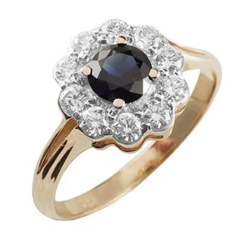 Inel din aur roșu cu Diamant, Safir