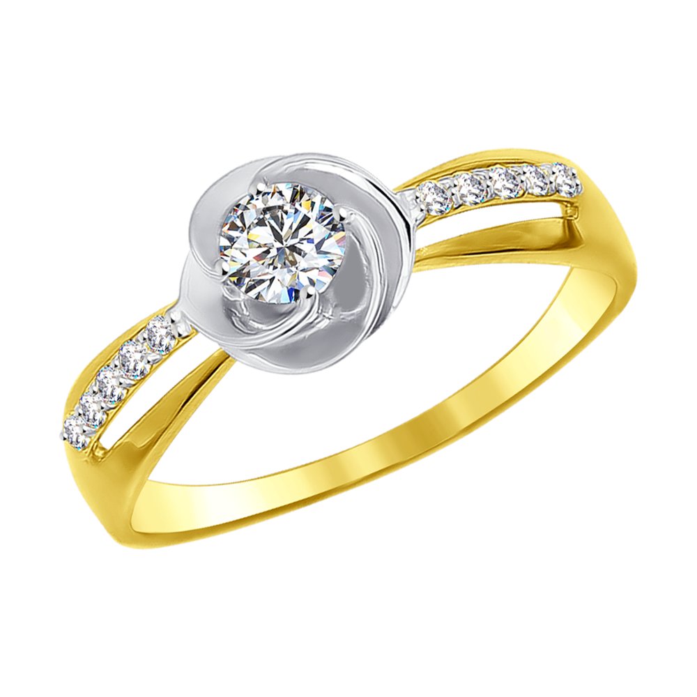 Inel din aur galben cu pietre Cubic Zirconia Incolor