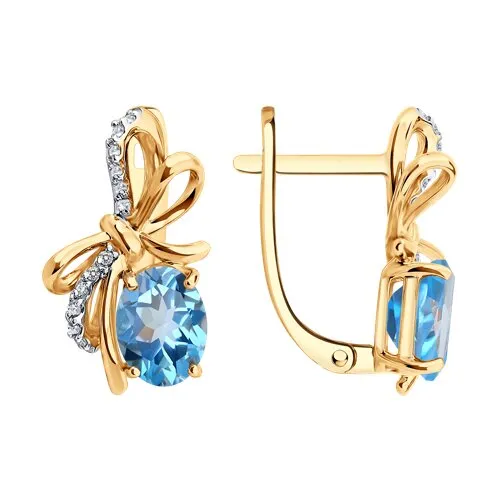 Cercei din aur roșu cu Cubic Zirconia Incolor, Topaz Swiss