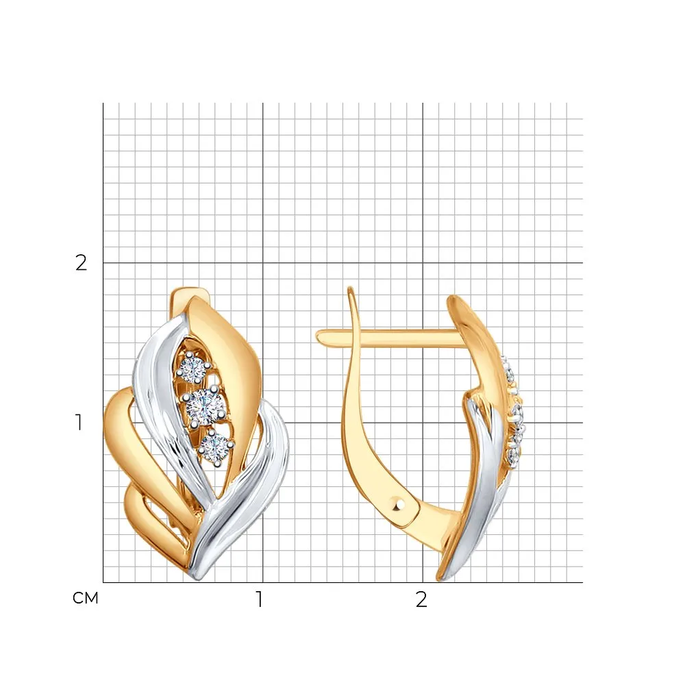 Cercei din aur roșu cu Cubic Zirconia Incolor