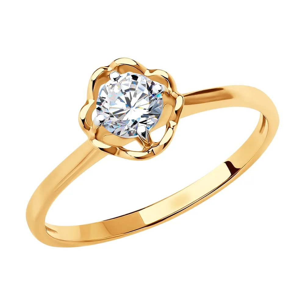 Inel din aur roșu cu Cubic Zirconia Incolor