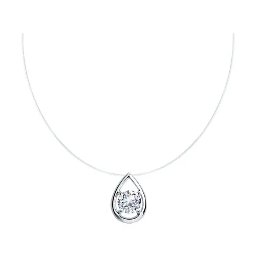 Colier din argint cu Cubic Zirconia Incolor, Fir transparent