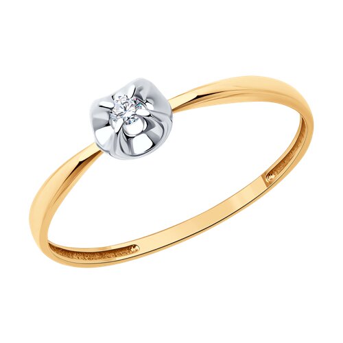 Кольцо из красного золота с камнями Бриллиант