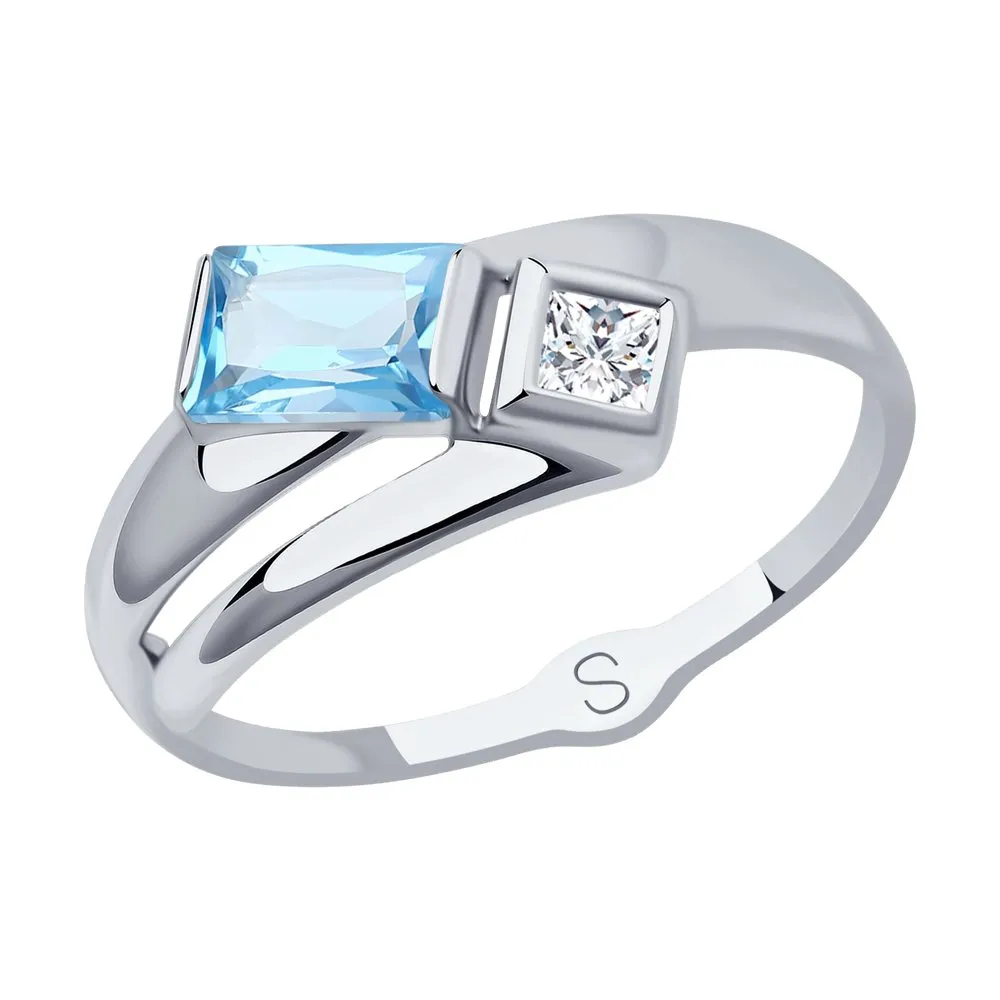 Inel din aur alb cu Swarovski, Topaz Swiss