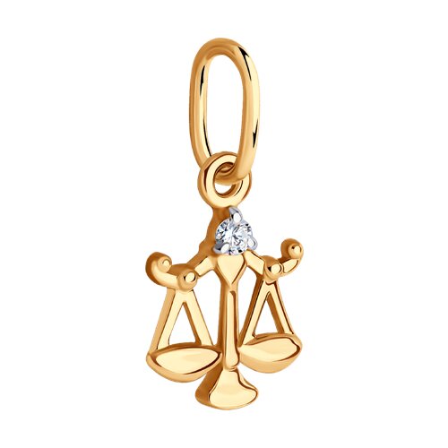 Pandantiv din aur roșu cu pietre Cubic Zirconia Incolor