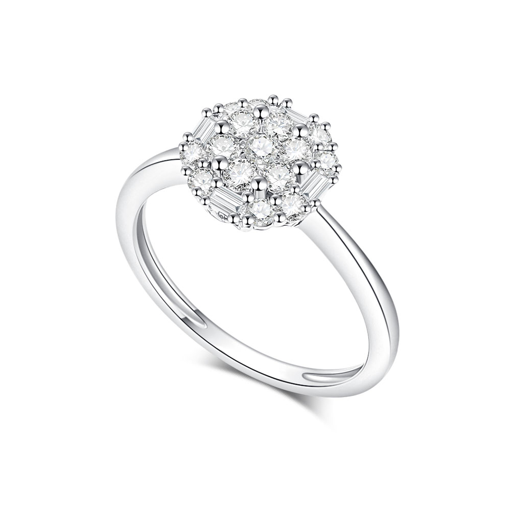 Inel din aur alb cu pietre Diamant