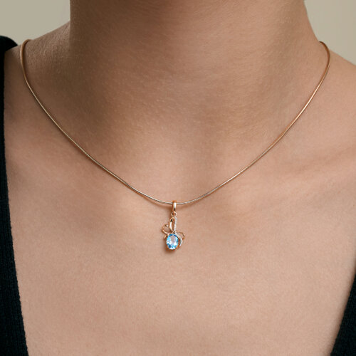 Pandantiv din aur roșu cu pietre Cubic Zirconia Incolor, Topaz Swiss