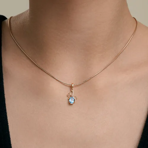 Pandantiv din aur roșu cu Cubic Zirconia Incolor, Topaz Swiss
