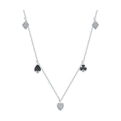 Colier din argint  cu pietre Cubic Zirconia Incolor, Cubic Zirconia Negru