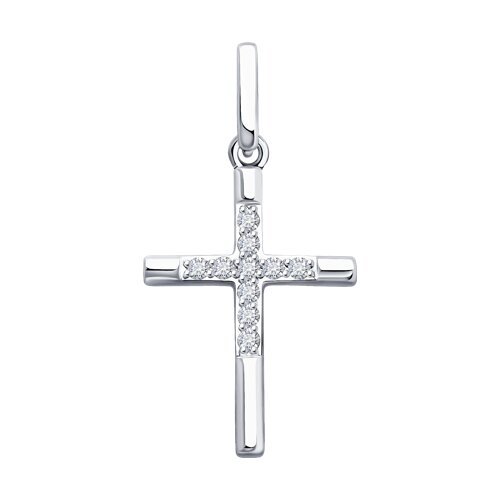 Cruce din aur alb cu pietre Diamant