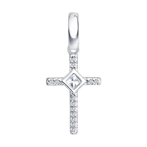 Cruce din argint  cu pietre Cubic Zirconia Incolor