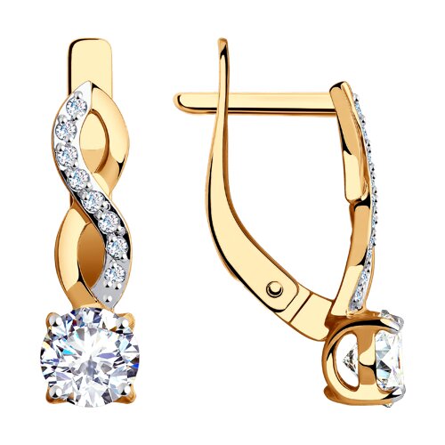 Cercei din aur roșu cu pietre Cubic Zirconia Incolor