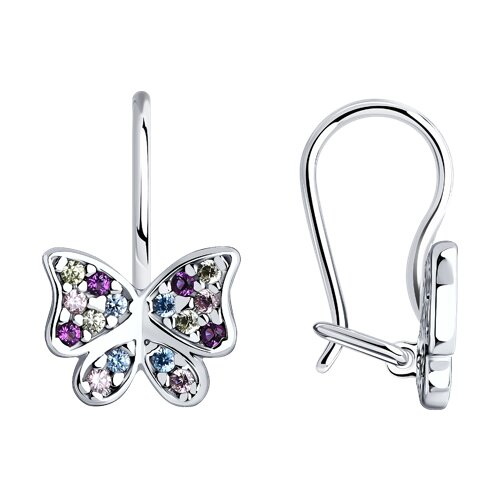 Cercei p-u copii din argint  cu pietre Cubic Zirconia Colorat