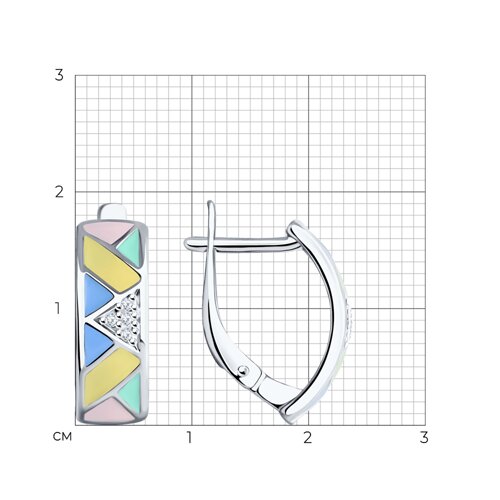Cercei din argint  cu pietre Cubic Zirconia Incolor, Emailare
