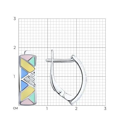 Cercei din argint cu Cubic Zirconia Incolor, Emailare