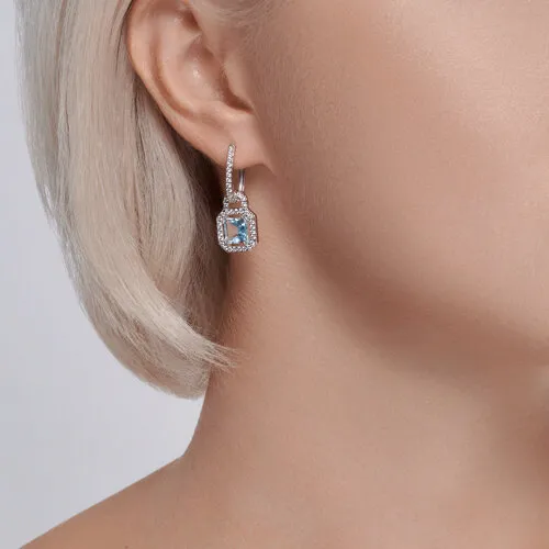 Cercei Suspendați din argint cu Cubic Zirconia Incolor, Topaz albastru
