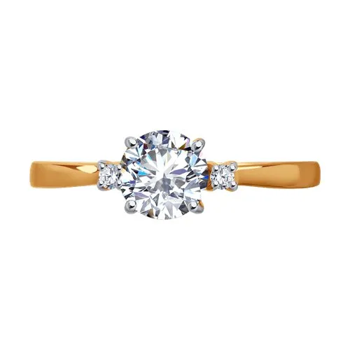 Inel din aur roșu cu Cubic Zirconia Incolor