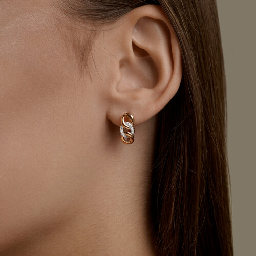 Серьги из красного золота с камнями Фианит