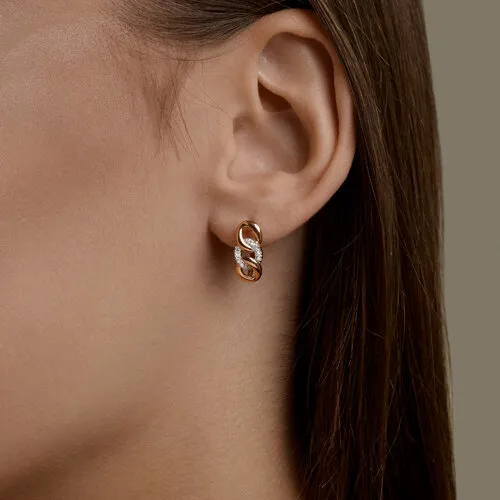 Cercei din aur roșu cu Cubic Zirconia Incolor