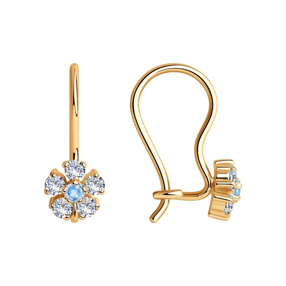 Cercei pentru copii din aur roșu cu pietre Cubic zirconia
