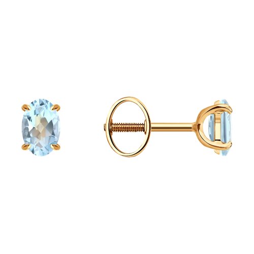 Cercei Pusete din aur roșu cu pietre Topaz albastru