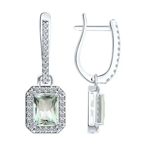 Cercei Suspendați din argint cu Cubic Zirconia Incolor, Prasiolit