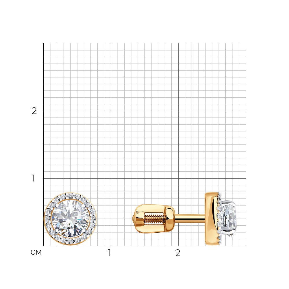 Cercei Pusete din aur roșu cu pietre Cubic Zirconia Incolor