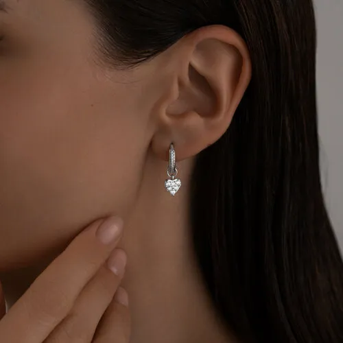 Cercei Creole din argint cu Cubic Zirconia Incolor