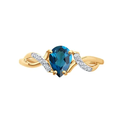 Inel din aur roșu cu Cubic Zirconia Incolor, Topaz London