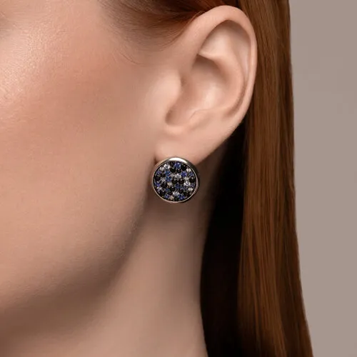 Серьги из серебра с камнями Фианит, Фианит Синий и Фианит Синий Сапфир