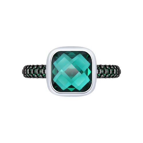 Inel din argint  cu pietre Cubic Zirconia Verde, Cuart Verde (sint.)