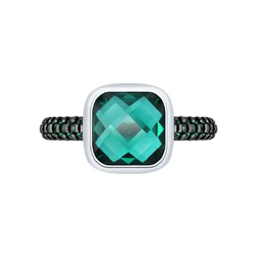 Inel din argint cu Cubic Zirconia Verde, Cuart Verde (sint.)
