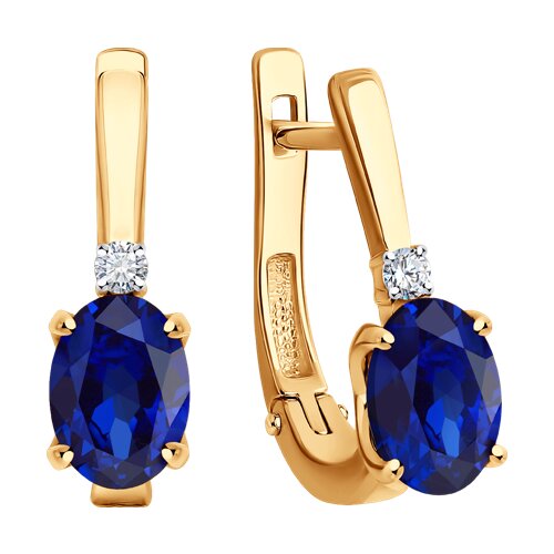 Cercei din aur roșu cu pietre Diamant, Safir
