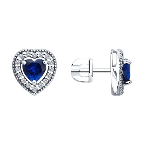 Cercei Pusete din argint cu Cubic Zirconia Incolor, Cubic Zirconia Albastru Safir