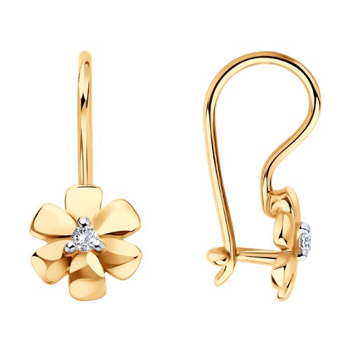 Cercei din aur roșu cu pietre Cubic Zirconia Incolor
