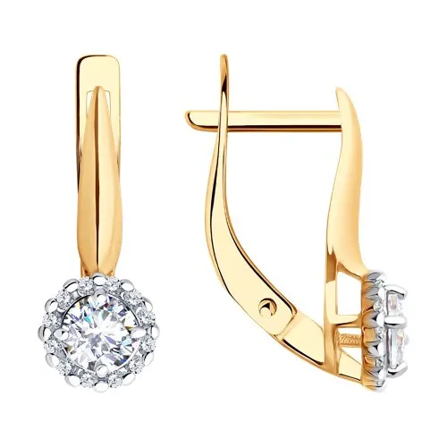 Cercei din aur roșu cu Cubic Zirconia Incolor