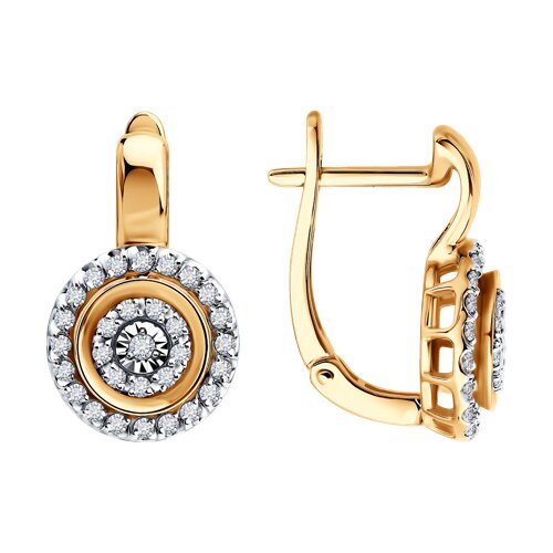 Серьги из белого и красного золота с камнями Бриллиант