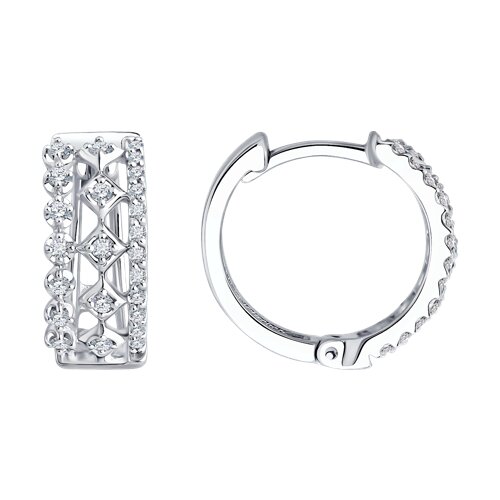 Cercei Creole din aur alb cu pietre Diamant