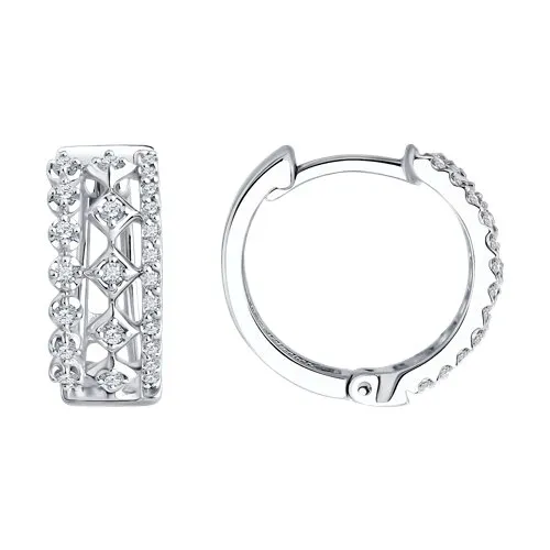 Cercei Creole din aur alb cu Diamant
