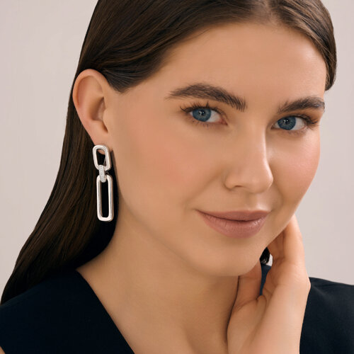 Cercei Suspendați din argint  cu pietre Cubic Zirconia Incolor