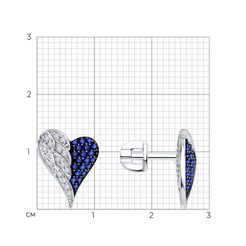Cercei Pusete din aur alb cu Diamant, Safir
