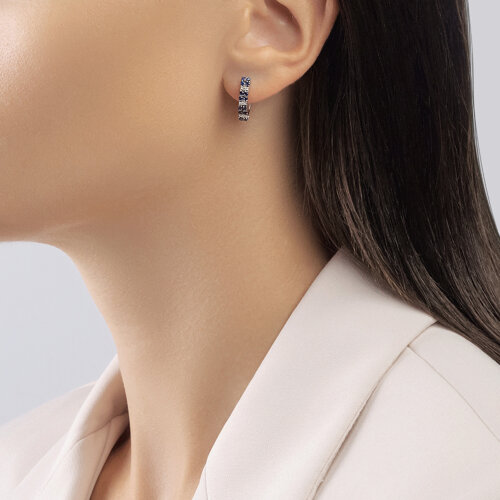 Cercei din aur alb cu pietre Diamant, Safir