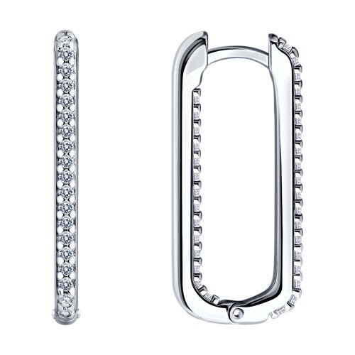Cercei Creole din argint  cu pietre Cubic Zirconia Incolor