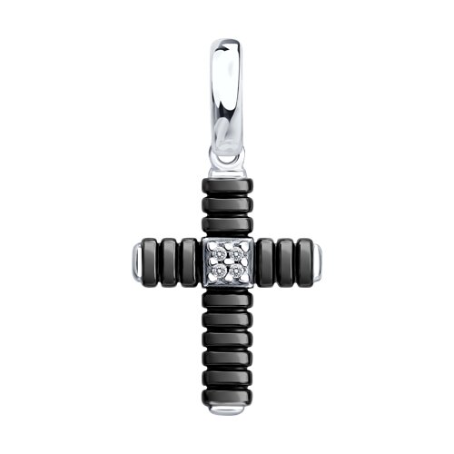 Cruce din argint  cu pietre Cubic Zirconia Incolor